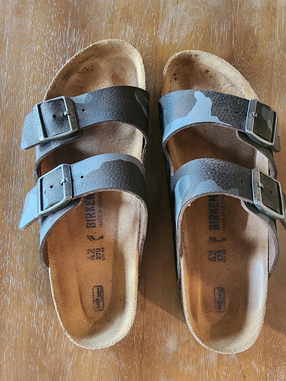 Birkenstock Kids Two-Strap Sandals in Brown and Gray Camo